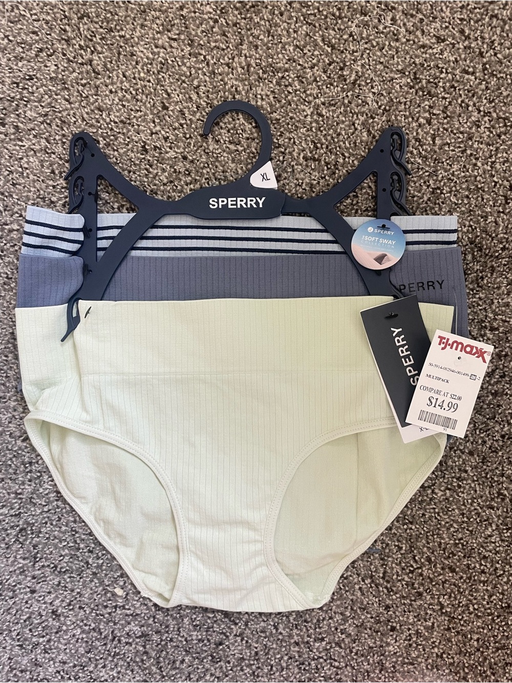 Sperry Women's Ribbed Light Green & Gray Hipster Briefs - 3 Pack